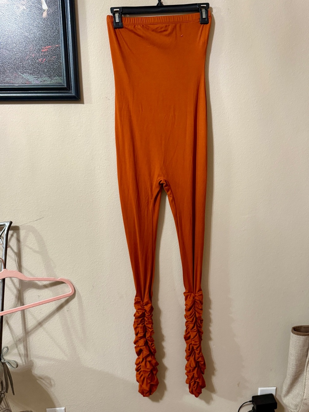 Fashion Nova Women's Rust Ruched Leggings Jumpsuit